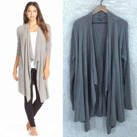 Barefoot Dreams Sweaters Drape Cardigan Sweater Gray Bamboo